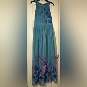 Blue ombré floral Maxi Sundress for Wedding Guest